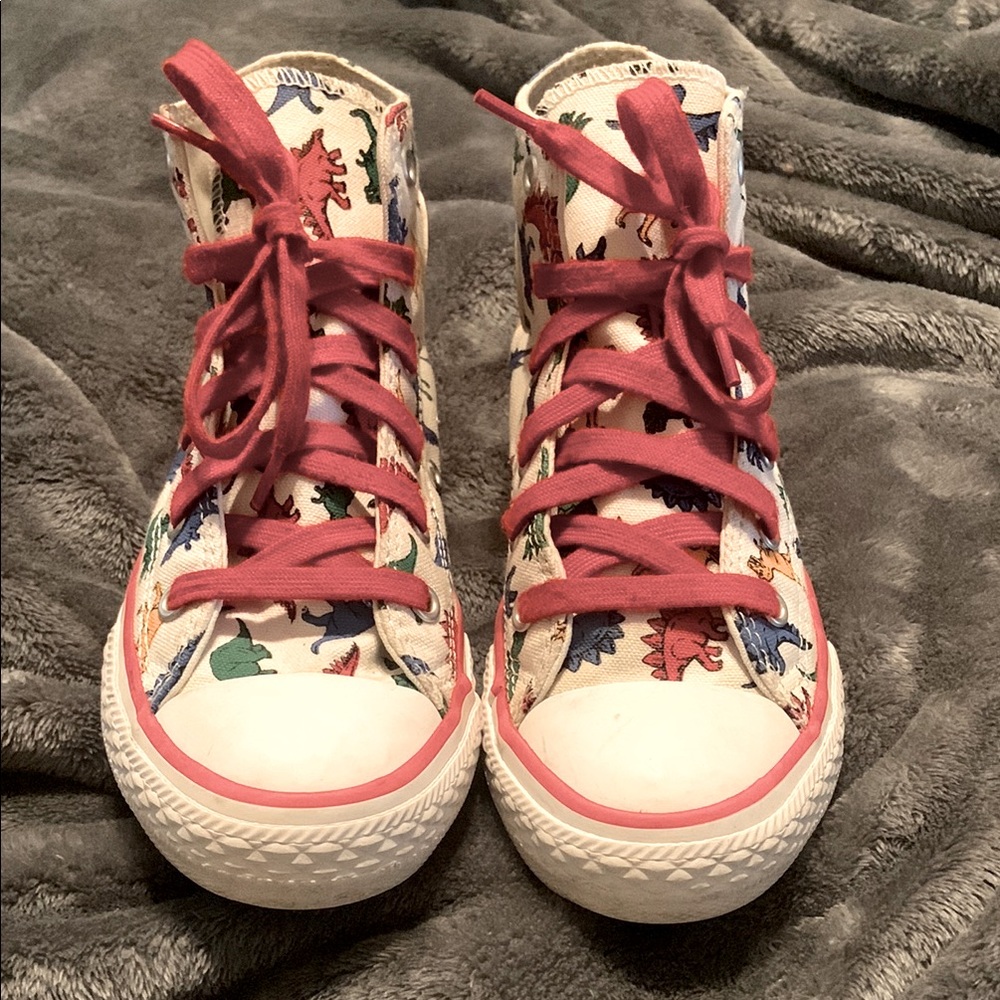 Converse Kids Sneakers - Red and White Dinosaur Print